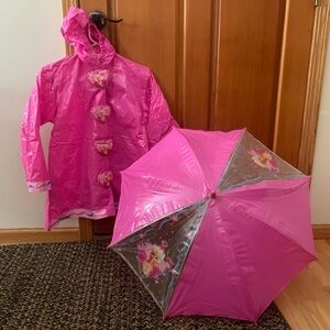 Vintage 90s Barbie Raincoat and Umbrella Set